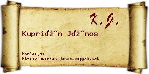 Kuprián János névjegykártya