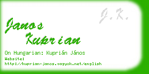 janos kuprian business card