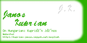 janos kuprian business card